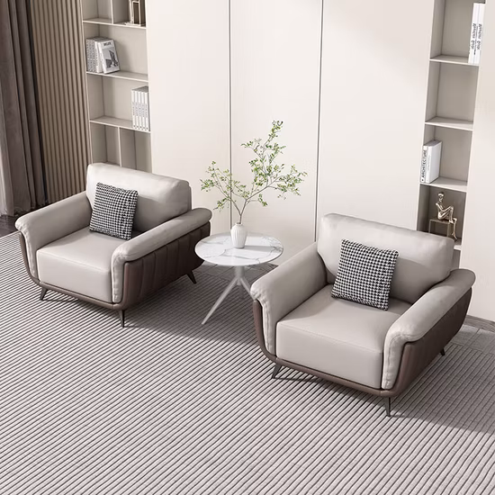 Divano componibile in pelle componibile per soggiorno a 3 posti, dal design semplice e moderno, per la casa dell'hotel